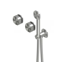 QuadroDesign SUPER 2268TAS Группа смесителей из стены на два потребителя, Brushed Stainless Steel