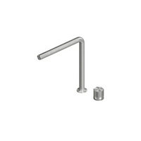QuadroDesign MODO 1708AS Смеситель для раковины с прогрессивным картриджем на 2 отверстия из столешницы диаметр ручки 43 мм, 259мм, цвет Brushed Stainless Steel