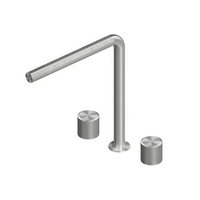 QuadroDesign STEREO 1608VAS Смеситель для раковины на 3 отверстия из столешницы с запорными вентилями диаметр ручки 43мм, 259мм цвет Brushed Stainless Steel