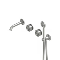 QuadroDesign SUPER 2269TAS Группа смесителей из стены на два потребителя, Brushed Stainless Steel